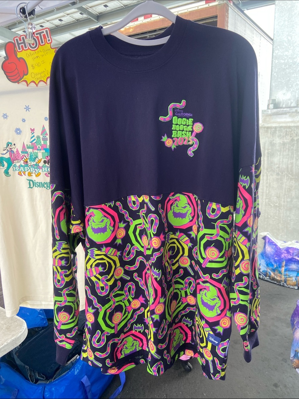 Disney Black Long-Sleeve Grinch Neon Graphic Tee